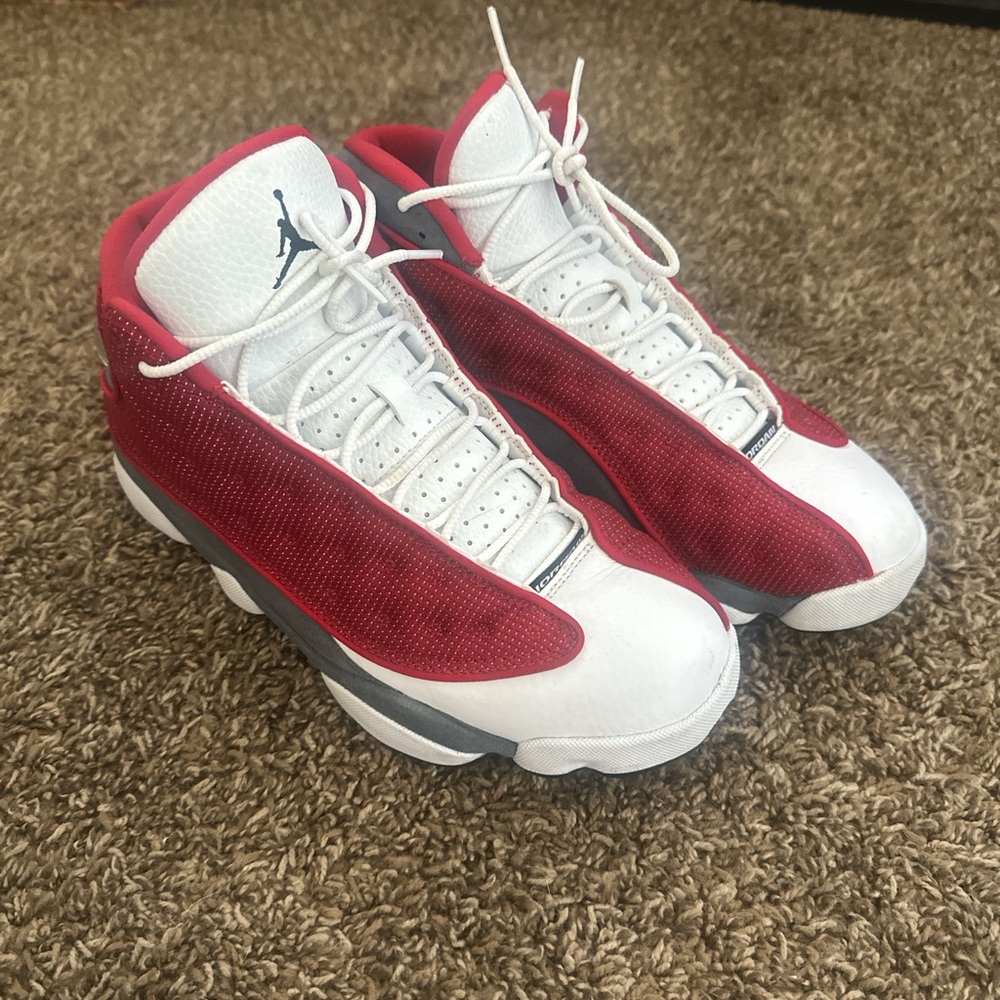 Jordan 13 Red Flint Red and White Sneakers Classic Design